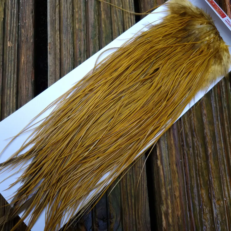 Whiting PRO-GRADE Dry Fly Rooster Saddle in White Dyed Golden Olive A Tying Approx 14/16/18/20 some going smaller-1