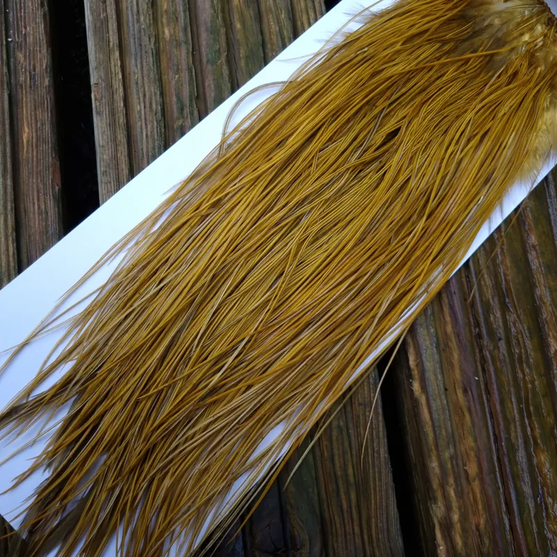 Whiting PRO-GRADE Dry Fly Rooster Saddle in White Dyed Golden Olive A Tying Approx 14/16/18/20 some going smaller-3