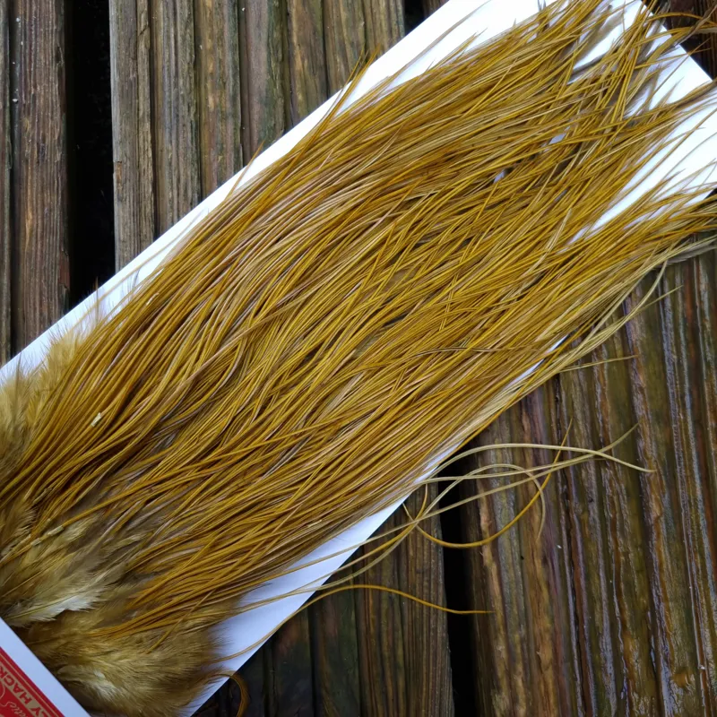 Whiting PRO-GRADE Dry Fly Rooster Saddle in White Dyed Golden Olive A Tying Approx 14/16/18/20 some going smaller-5