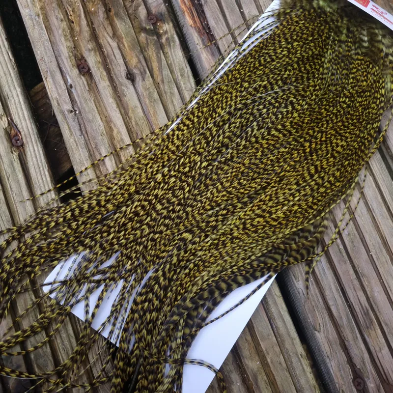 Whiting Pro-Grade Midge Rooster Saddle in Grizzly Dyed Olive B Approx tying size 14/16/18 and the odd one going smaller-6