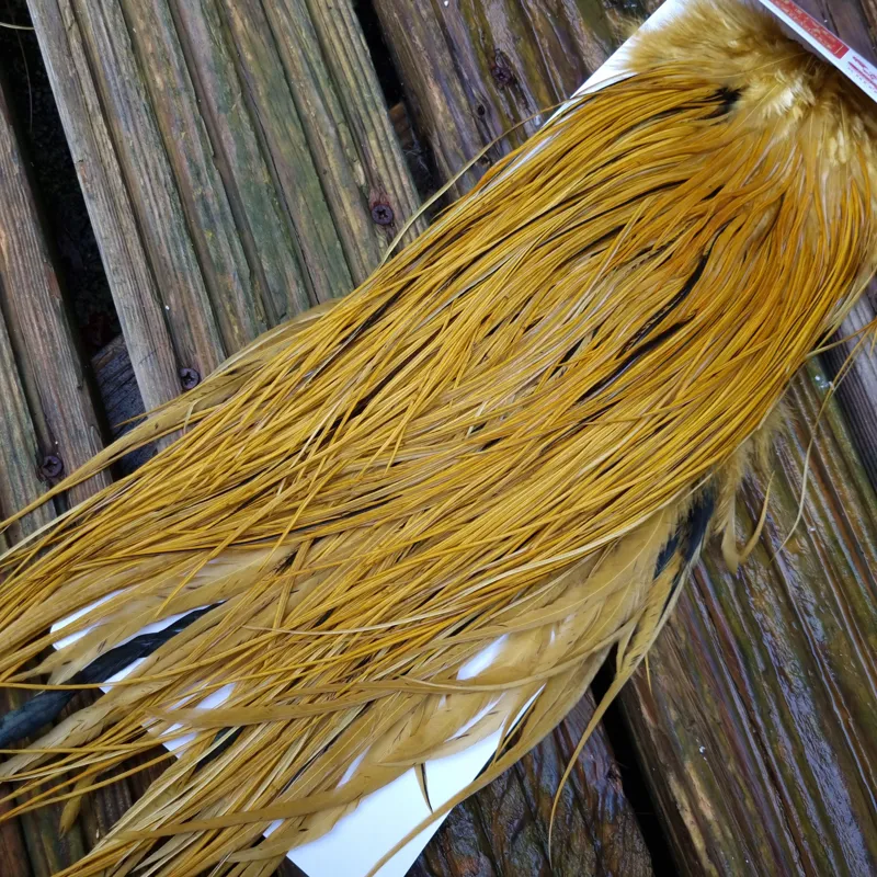 Whiting PRO-GRADE Dry Fly Rooster Saddle in White Dyed Golden Olive B Tying Approx 14/16/18-1