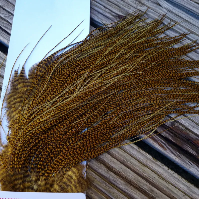 Whiting Pro-Grade Midge Rooster Saddle in Grizzly Golden Olive C Approx Tying Size 14 16 18 AND A FEW SMALLER-6