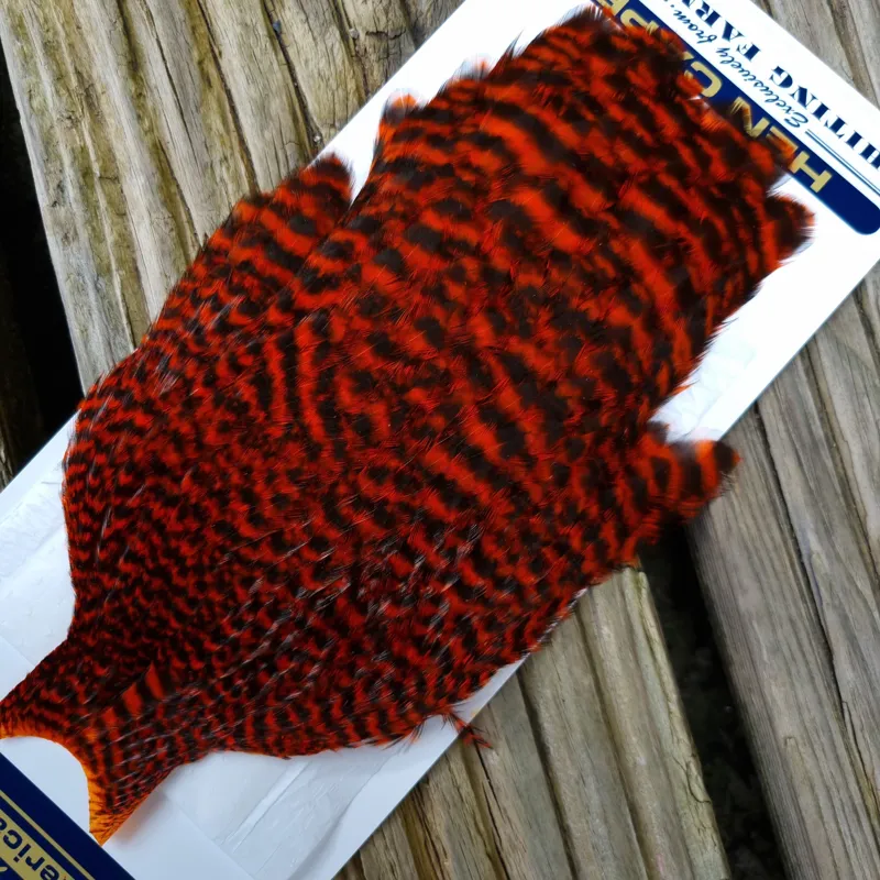 Whiting American Hen Cape in Grizzly Dyed Orange-1