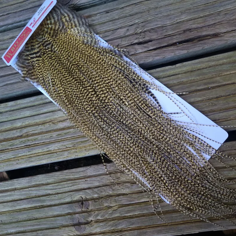 Whiting Pro-Grade Midge Rooster Saddle in Grizzly Dyed Pale Yellow A Approx Tying Size 14 16 18 with a few going smaller-1
