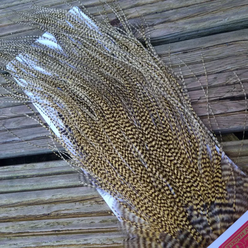 Whiting Pro-Grade Midge Rooster Saddle in Grizzly Dyed Pale Yellow A Approx Tying Size 14 16 18 with a few going smaller-5