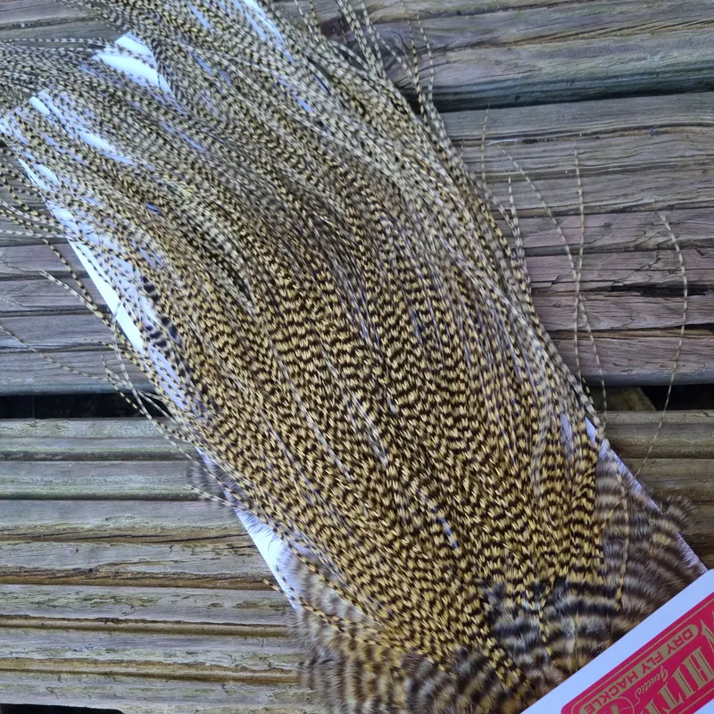 Whiting Pro-Grade Midge Rooster Saddle in Grizzly Dyed Pale Yellow A Approx Tying Size 14 16 18 with a few going smaller-7