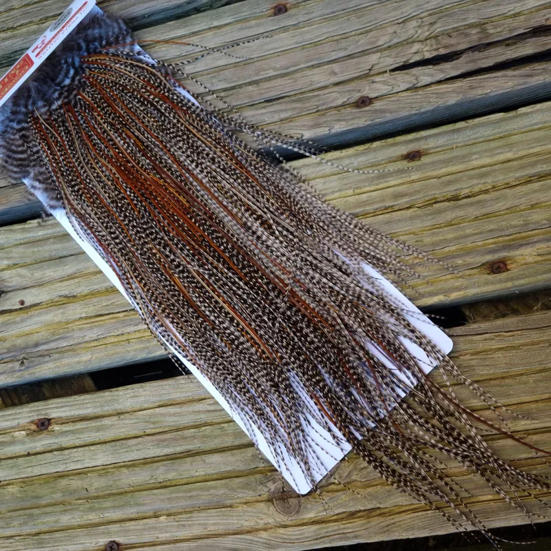 Whiting Pro-Grade Midge Rooster Saddle in Grizzly Variant C Dark Grizzly Lightly Splashed with Furnace Hackles Approx Tying Sizes  Few 14 and stuffed with16/18/20 and a few going smaller-4