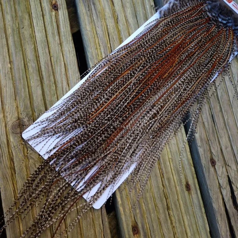 Whiting Pro-Grade Midge Rooster Saddle in Grizzly Variant C Dark Grizzly Lightly Splashed with Furnace Hackles Approx Tying Sizes  Few 14 and stuffed with16/18/20 and a few going smaller-5