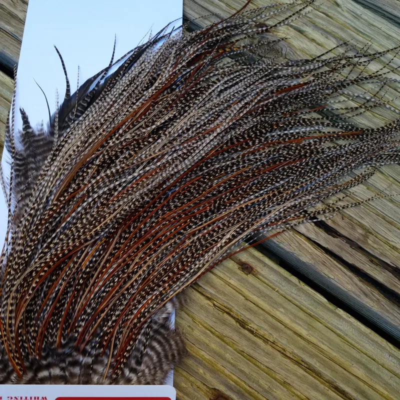 Whiting Pro-Grade Midge Rooster Saddle in Grizzly Variant C Dark Grizzly Lightly Splashed with Furnace Hackles Approx Tying Sizes  Few 14 and stuffed with16/18/20 and a few going smaller-6