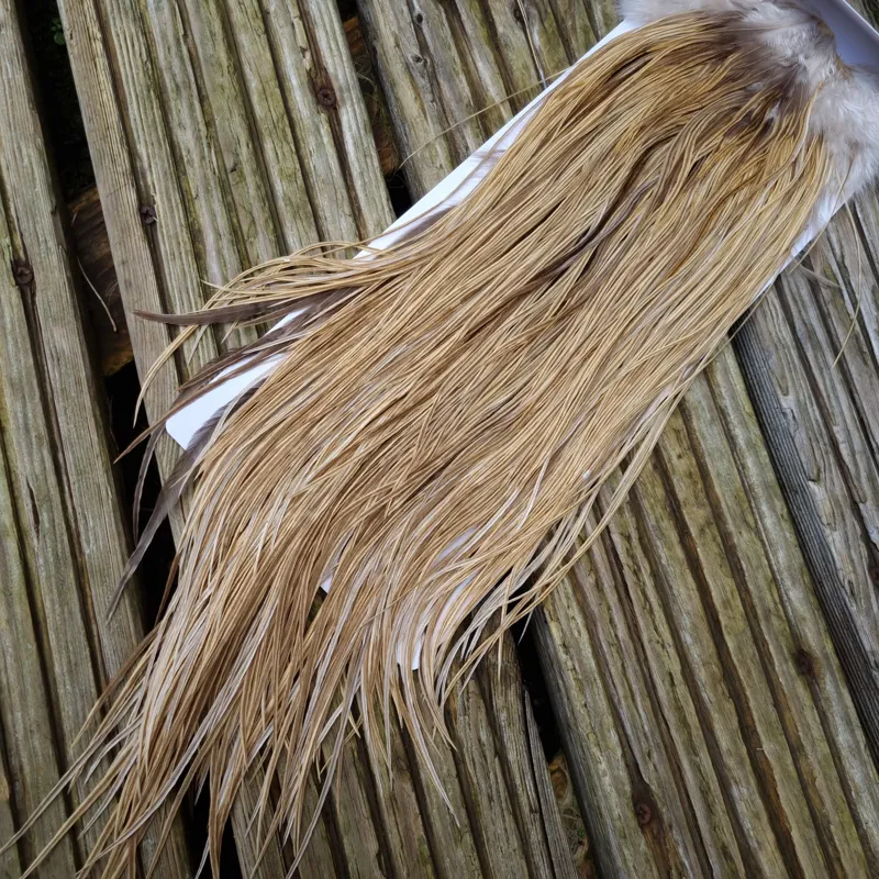 Whiting Heritage Hackles Rooster Saddle in Mixed Colours H Light/Medium and Dark Champagne Badger Tying Approx 12/14/16      -1