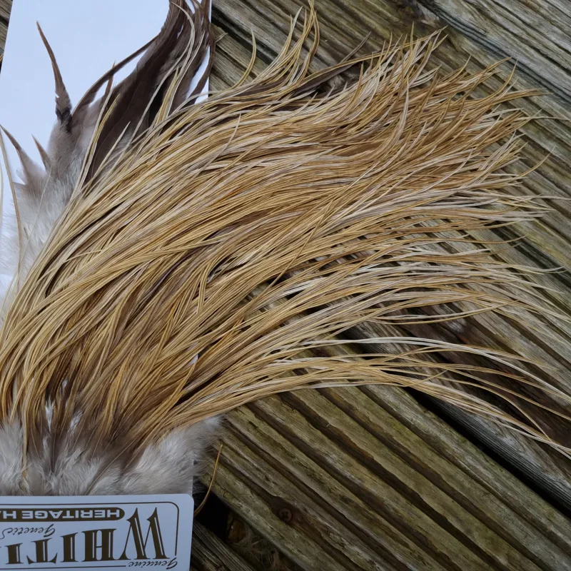 Whiting Heritage Hackles Rooster Saddle in Mixed Colours H Light/Medium and Dark Champagne Badger Tying Approx 12/14/16      -3