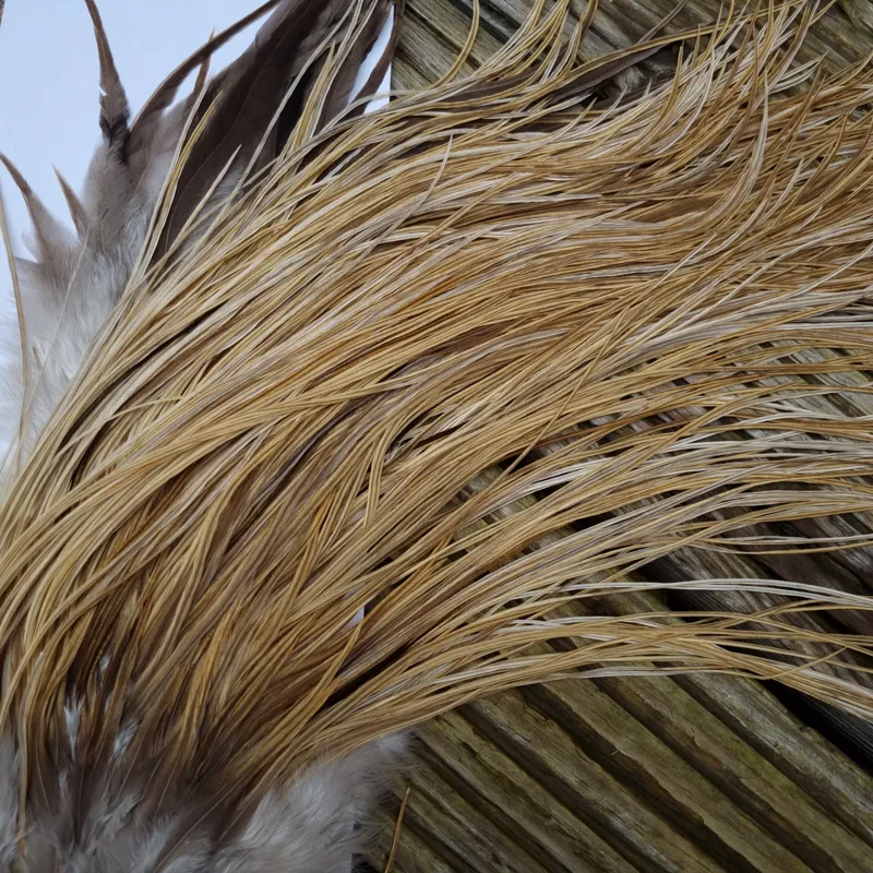 Whiting Heritage Hackles Rooster Saddle in Mixed Colours H Light/Medium and Dark Champagne Badger Tying Approx 12/14/16      -4