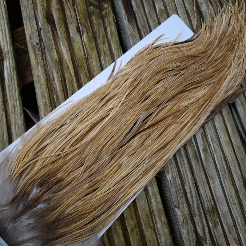 Whiting Heritage Hackles Rooster Saddle in Mixed Colours H Light/Medium and Dark Champagne Badger Tying Approx 12/14/16      -5