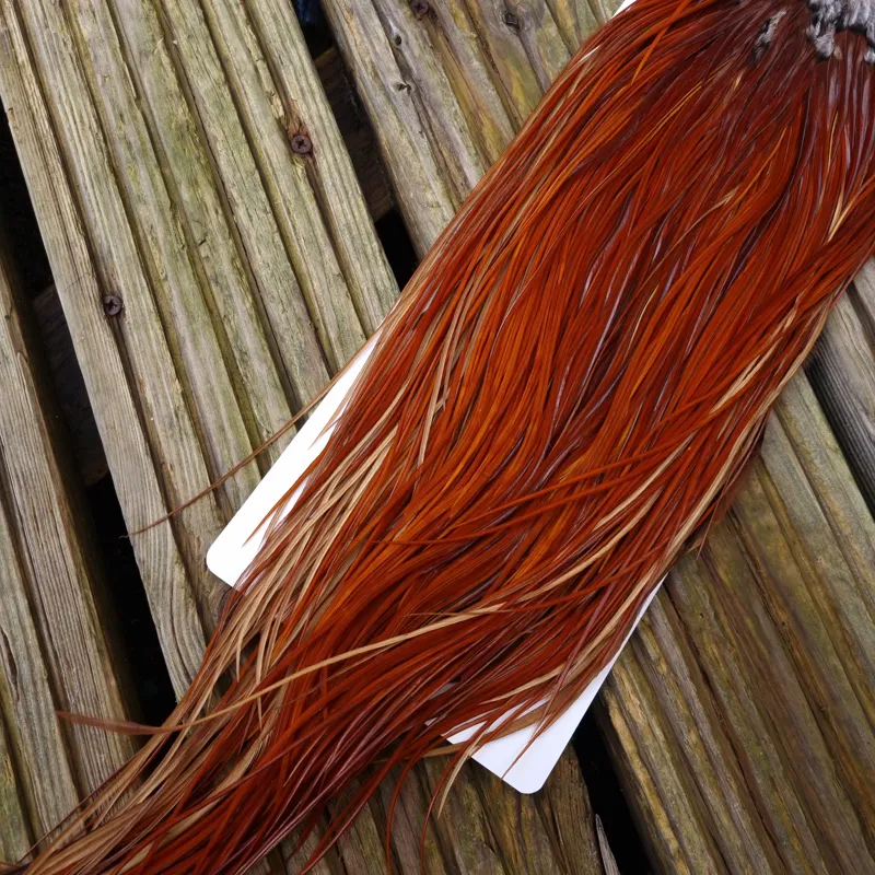 Whiting Heritage Hackles Rooster Saddle in Mixed Colours C Medium to Dark Red Game Tying Approx 10/12/14-3