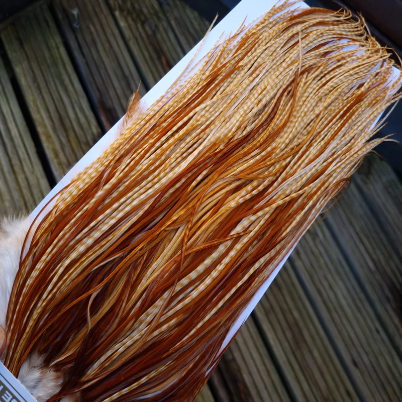 Whiting Heritage Hackles Rooster Saddle in Mixed Colours C Barred Medium Ginger/Medium Ginger/Dark Ginger Tying Approx 12/14/16/18-1