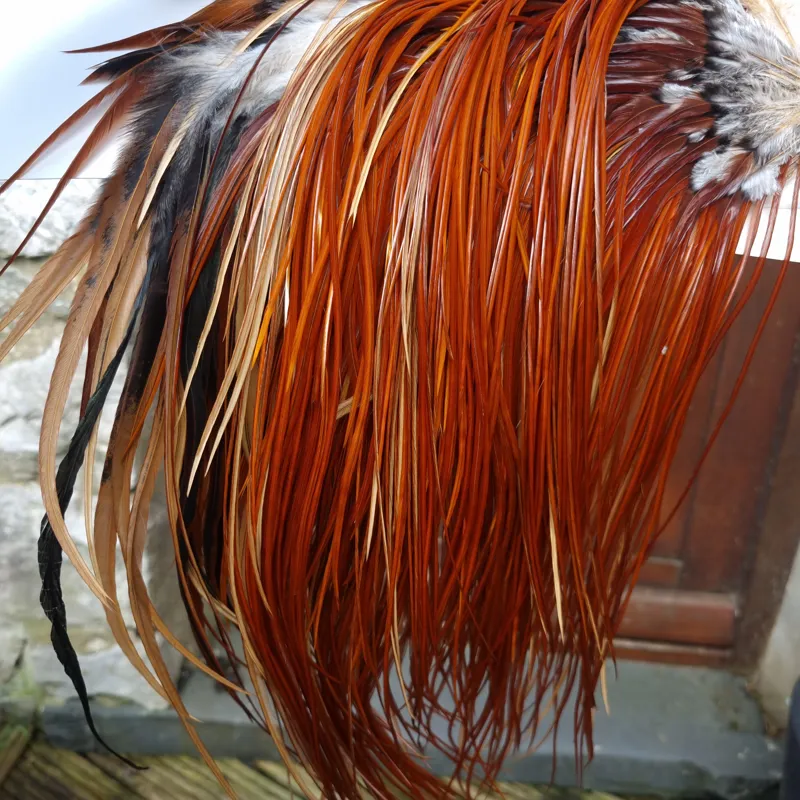 Whiting Heritage Hackles Rooster Saddle in Mixed Colours C Medium to Dark Red Game Tying Approx 10/12/14