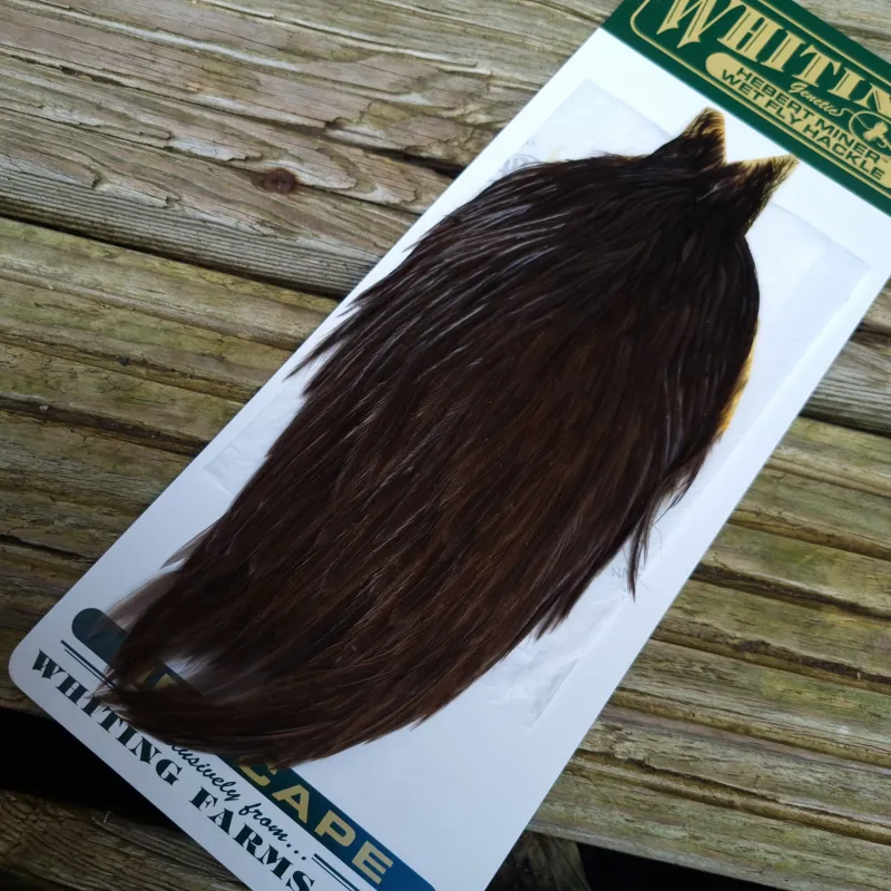 Whiting Hebert Miner Hen Cape in Dark Brown Dun-2