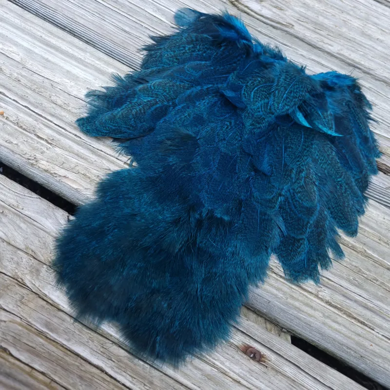 Whiting Coq de Leon Hen Soft Hackle with Chickabou in Speckled Kingfisher Blue-1