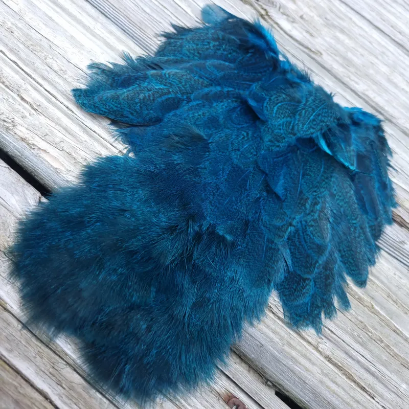 Whiting Coq de Leon Hen Soft Hackle with Chickabou in Speckled Kingfisher Blue-2