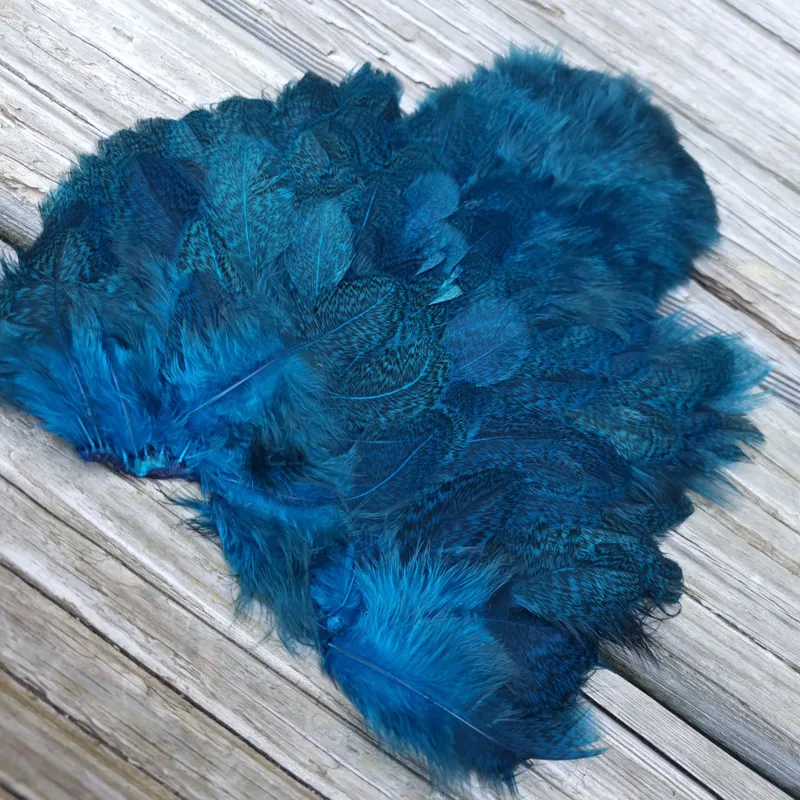 Whiting Coq de Leon Hen Soft Hackle with Chickabou in Speckled Kingfisher Blue-4