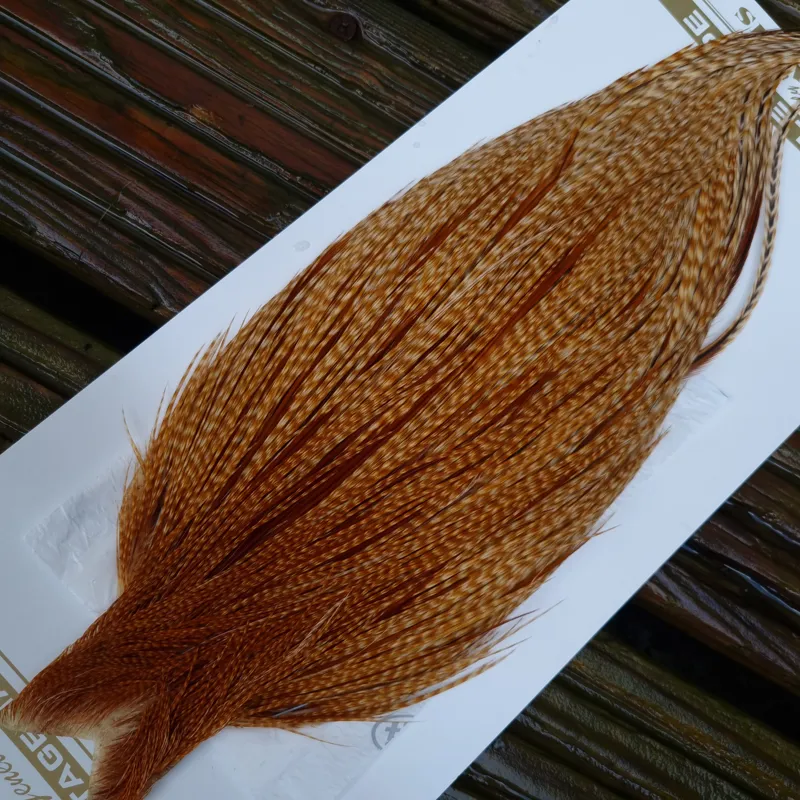 Whiting Heritage Hackles Rooster Cape in Mixed Colours V Medium Barred Ginger-2