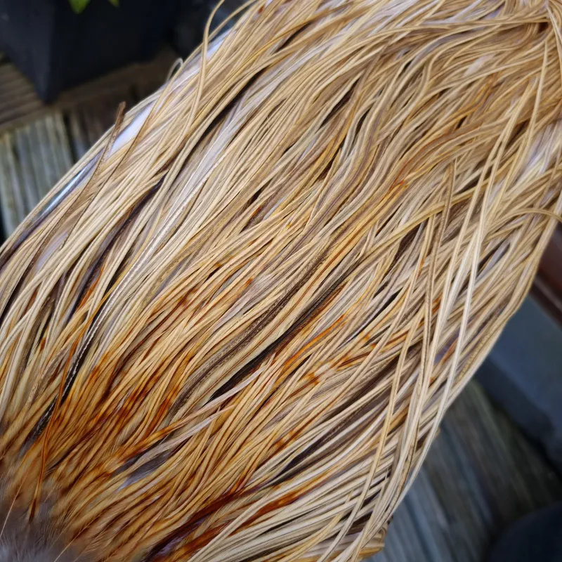 Whiting Heritage Hackles Rooster Saddle in Mixed Colours I Light/Medium and Dark Champagne Badger and  a few Speckled Champagne Badger  Tying Approx. 12/14/16.-6