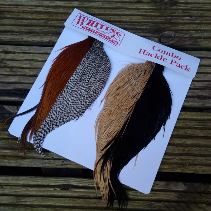 Whiting Introductory Dry Fly Hackle Pack 1 Grizzly/Brown/Golden Badger/Black-1