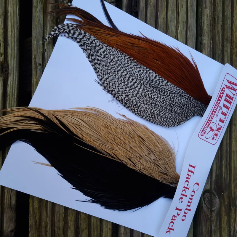 Whiting Introductory Dry Fly Hackle Pack 1 Grizzly/Brown/Golden Badger/Black-2