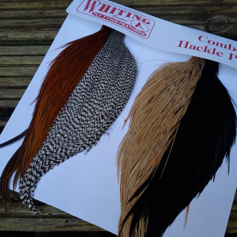 Whiting Introductory Dry Fly Hackle Pack 1 Grizzly/Brown/Golden Badger/Black