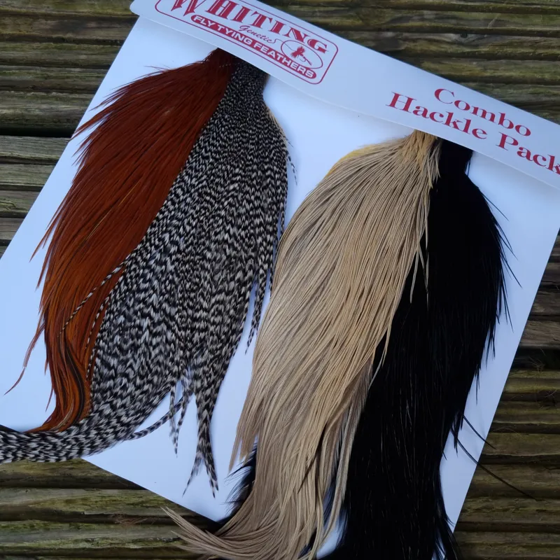 Whiting Introductory Dry Fly Hackle Pack 2 Grizzly/Brown/Sandy Dun Badger/Black