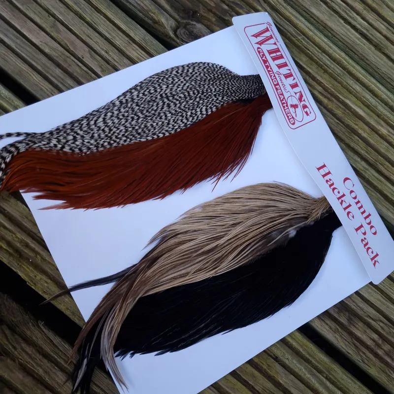 Whiting Introductory Dry Fly Hackle Pack 3 Grizzly/Brown/Champagne Badger/Black-3