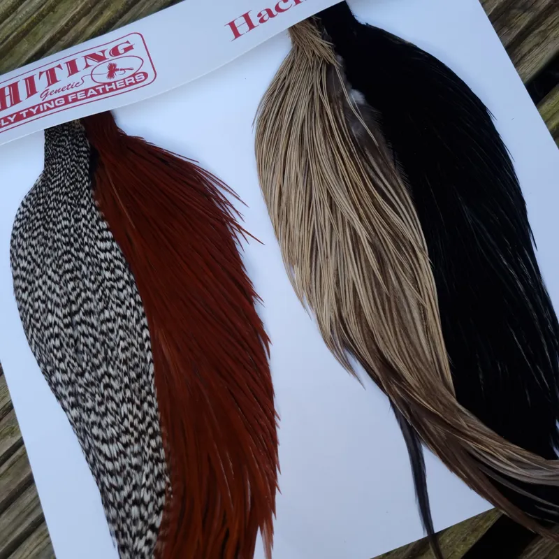 Whiting Introductory Dry Fly Hackle Pack 3 Grizzly/Brown/Champagne Badger/Black-2