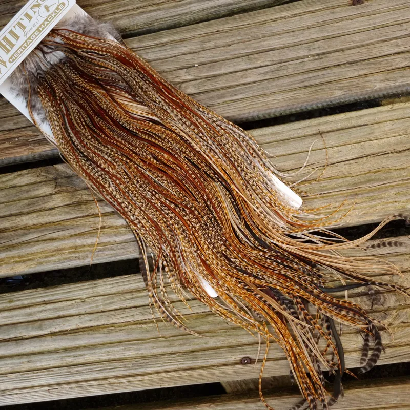 Whiting Heritage Hackles Rooster Saddle in Mixed Colours J Cree/Cree Variant/Furnace/Red Game/Dun Cree/Flecked Dark Ginger/Chocolate Brown Grizzly Tying approx 14/16/18 and YOU will find a few smaller -2