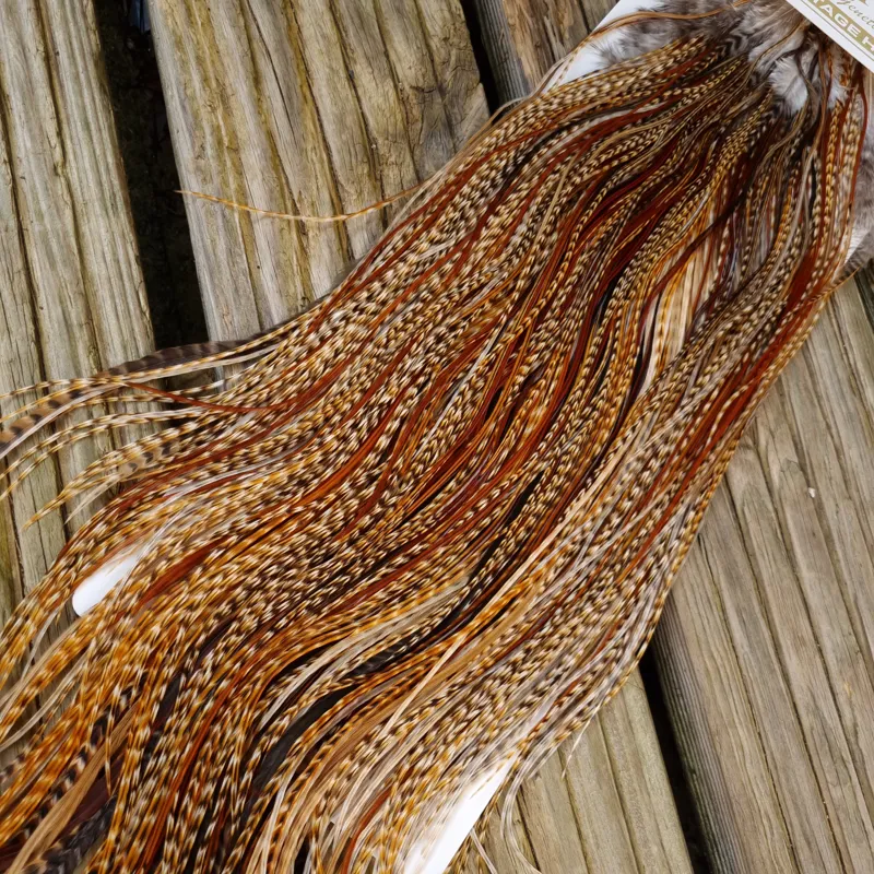 Whiting Heritage Hackles Rooster Saddle in Mixed Colours J Cree/Cree Variant/Furnace/Red Game/Dun Cree/Flecked Dark Ginger/Chocolate Brown Grizzly Tying approx 14/16/18 and YOU will find a few smaller -4