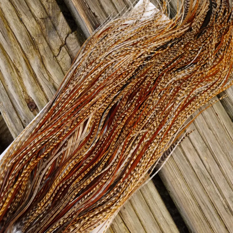 Whiting Heritage Hackles Rooster Saddle in Mixed Colours J Cree/Cree Variant/Furnace/Red Game/Dun Cree/Flecked Dark Ginger/Chocolate Brown Grizzly Tying approx 14/16/18 and YOU will find a few smaller -7