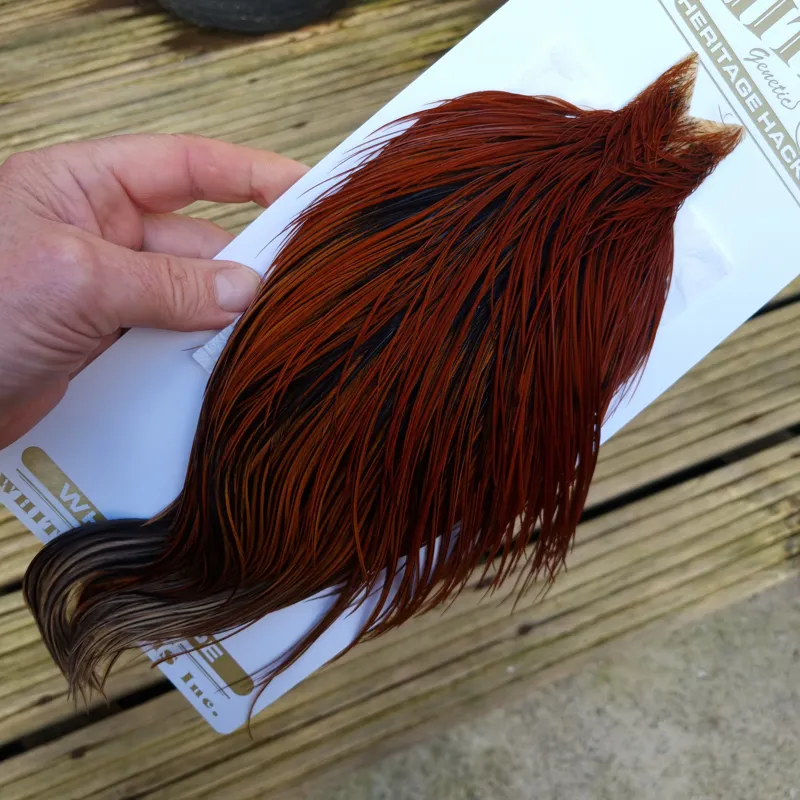 Whiting Heritage Hackles Rooster Cape in Mixed Colours J Medium Red Game/Furnace Hackles-5