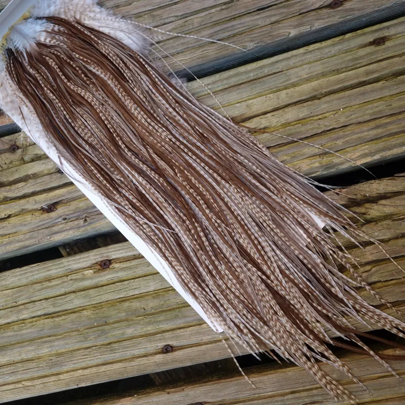 Whiting Heritage Hackles Rooster Saddle in Mixed Colours J Dun Grizzly/Light/Medium/Dark Brown Dun Tying approx 12/14/16 and YOU will find a few 18/20 -1