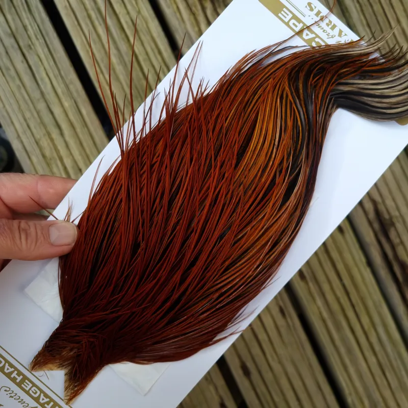 Whiting Heritage Hackles Rooster Cape in Mixed Colours J Medium Red Game/Furnace Hackles-6
