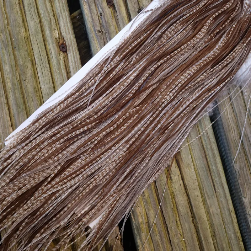 Whiting Heritage Hackles Rooster Saddle in Mixed Colours J Dun Grizzly/Light/Medium/Dark Brown Dun Tying approx 12/14/16 and YOU will find a few 18/20 -2