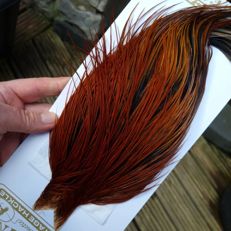 Whiting Heritage Hackles Rooster Cape in Mixed Colours J Medium Red Game/Furnace Hackles-3