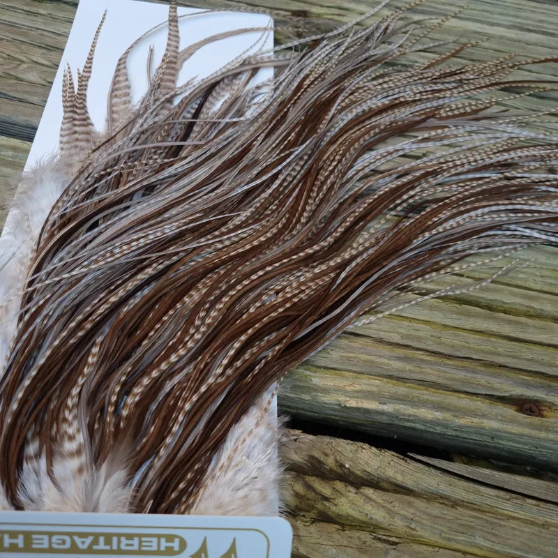 Whiting Heritage Hackles Rooster Saddle in Mixed Colours J Dun Grizzly/Light/Medium/Dark Brown Dun Tying approx 12/14/16 and YOU will find a few 18/20 -3