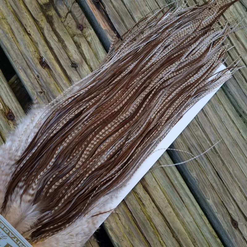 Whiting Heritage Hackles Rooster Saddle in Mixed Colours J Dun Grizzly/Light/Medium/Dark Brown Dun Tying approx 12/14/16 and YOU will find a few 18/20 -5