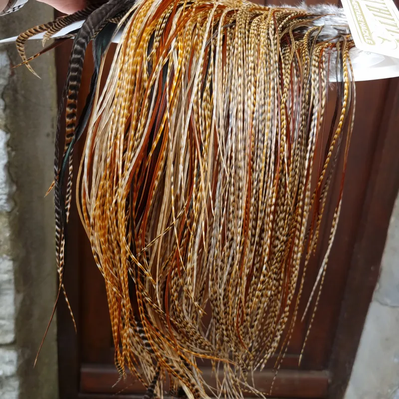 Whiting Heritage Hackles Rooster Saddle in Mixed Colours J Cree/Cree Variant/Furnace/Red Game/Dun Cree/Flecked Dark Ginger/Chocolate Brown Grizzly Tying approx 14/16/18 and YOU will find a few smaller -5