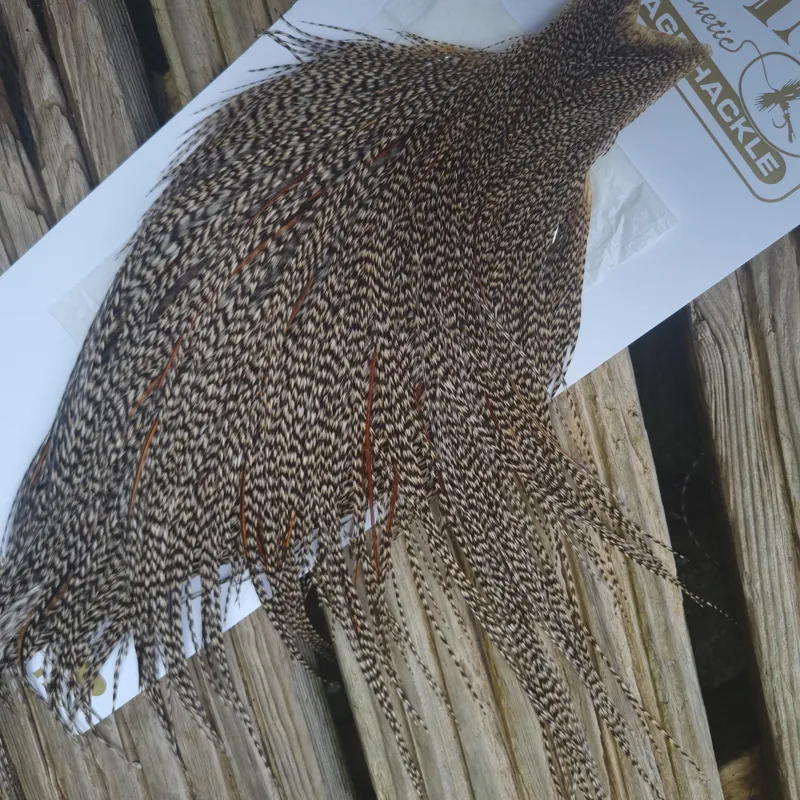 Whiting Heritage Hackles Rooster Cape in Mixed Colours J Classic GRIZZLY with a VERY LIGHT Splashing of Furnace Hackles-1