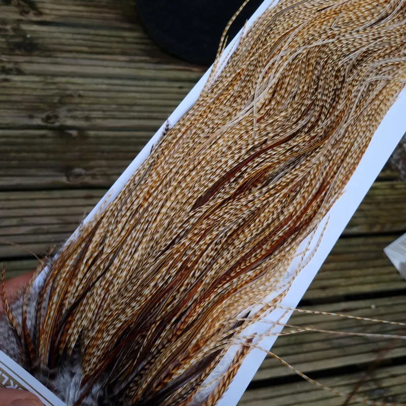 Whiting Heritage Hackles Rooster Saddle in Mixed Colours K Barred Medium Ginger/Brassy Dun/Furnace/Greenwell's Tying Approx Some 12 and STUFFED with 14/16/18-8