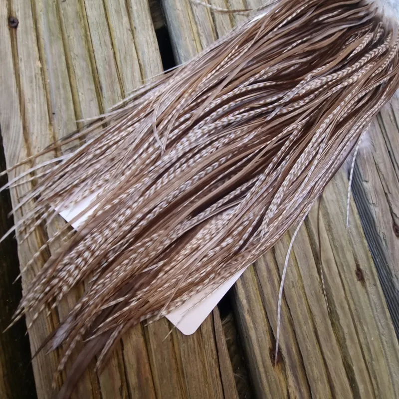 Whiting Heritage Hackles Rooster Saddle in Mixed Colours K Dun Grizzly/Light/Medium/Dark Brown Dun Tying Approx 12 /14/16-2