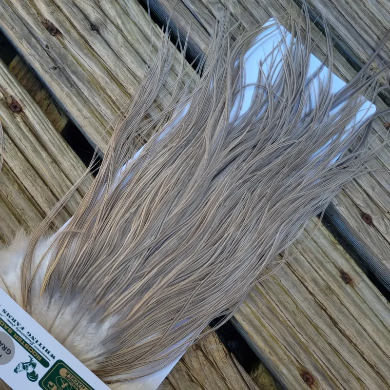 Whiting Hebert Miner Pro-Grade Dry Fly Rooster Saddle in Light Gray Dun A/ Light Blue Dun Tying Approx 10/12/14-4