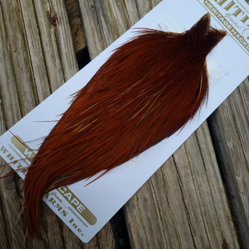 Whiting Heritage Hackles Rooster Cape in Mixed Colours M Red Game/Furnace-2