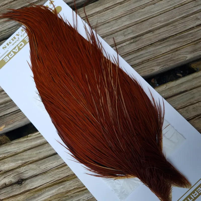 Whiting Heritage Hackles Rooster Cape in Mixed Colours M Red Game/Furnace-4
