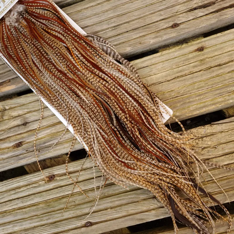 Whiting Heritage Hackles Rooster Saddle in Mixed Colours M Dun Cree/Dun Grizzly/Rusty Dun/Furnace Approx tying sizes 12/14/16-3